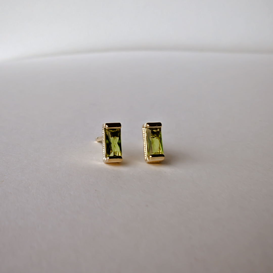 Stud Earrings Baguette 18k Gold Filled