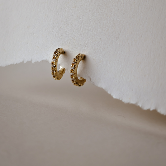 18k Gold filled Sparkling Crescent Moons Stud Earrings