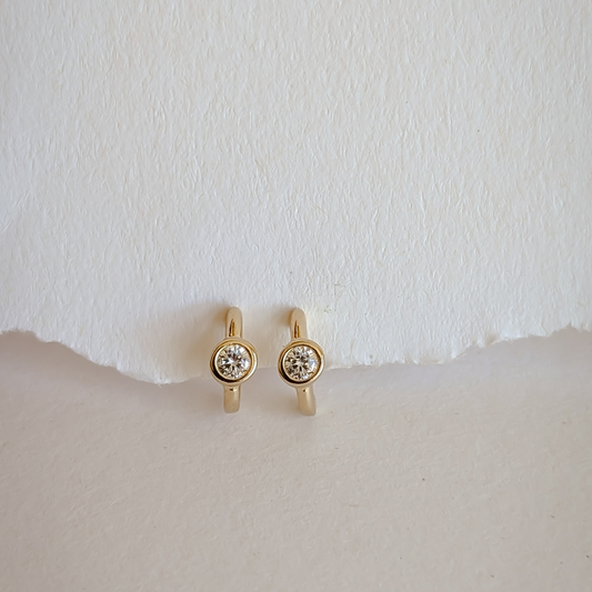 18k Gold filled Curved Cubic Zirconia Earrings