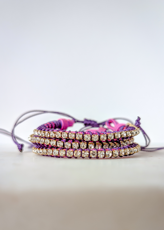 Friendship Tennis Bracelet - Purple Cord