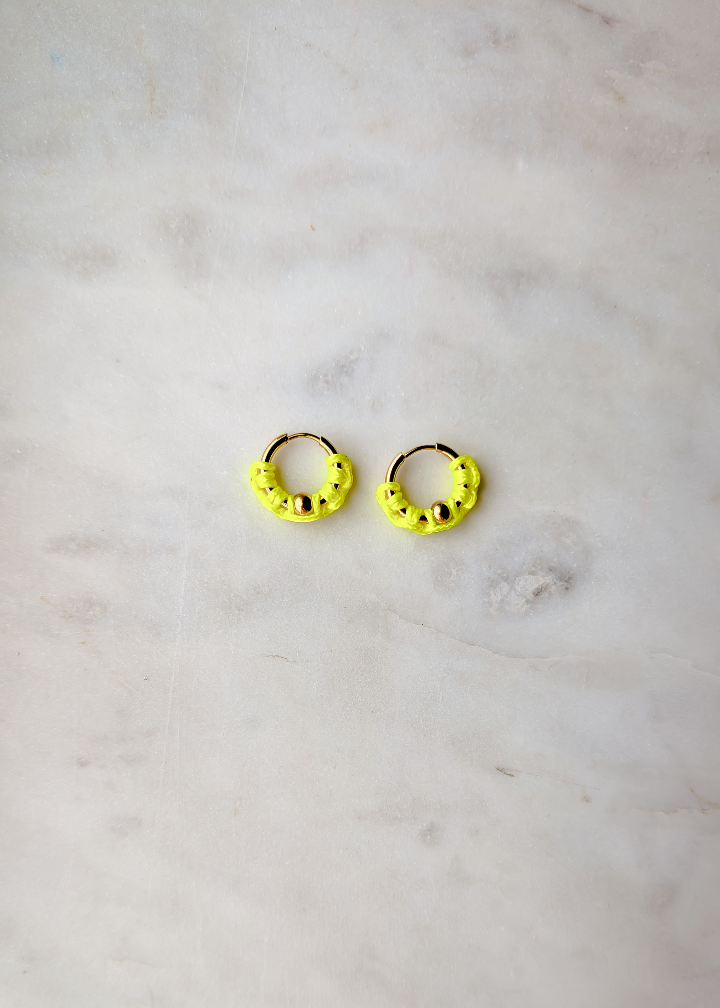 Gold Waterproof Hoop Earring Yellow Cord
