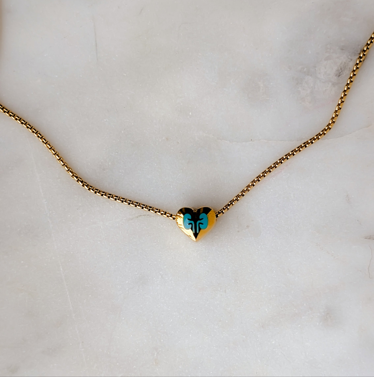 Kidney Heart Necklace Enamel - 18 Gold plated