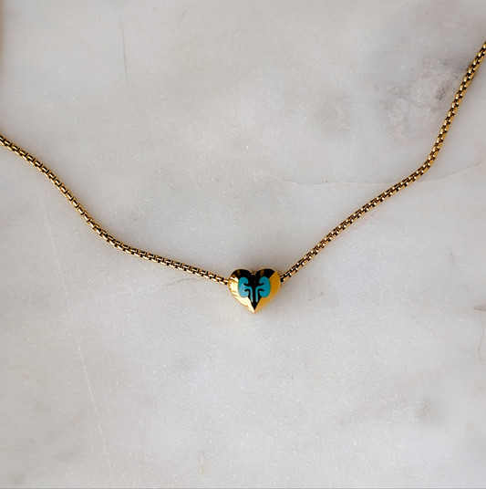 Kidney Heart Necklace Enamel - 18 Gold plated