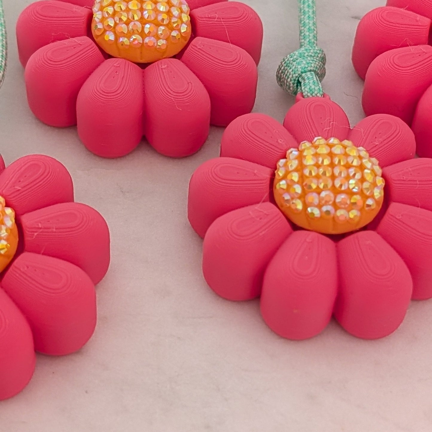 Sensory Bag Charm - Diamond Pink Flowers - NFC