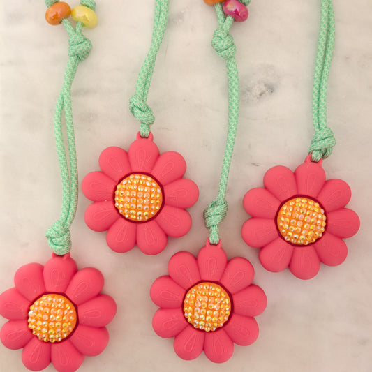 Sensory Bag Charm - Diamond Pink Flowers - NFC