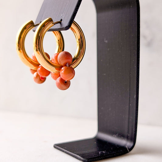 Bloom Orange Gold Hoop Earrings – 18k Gold Plated | Waterproof
