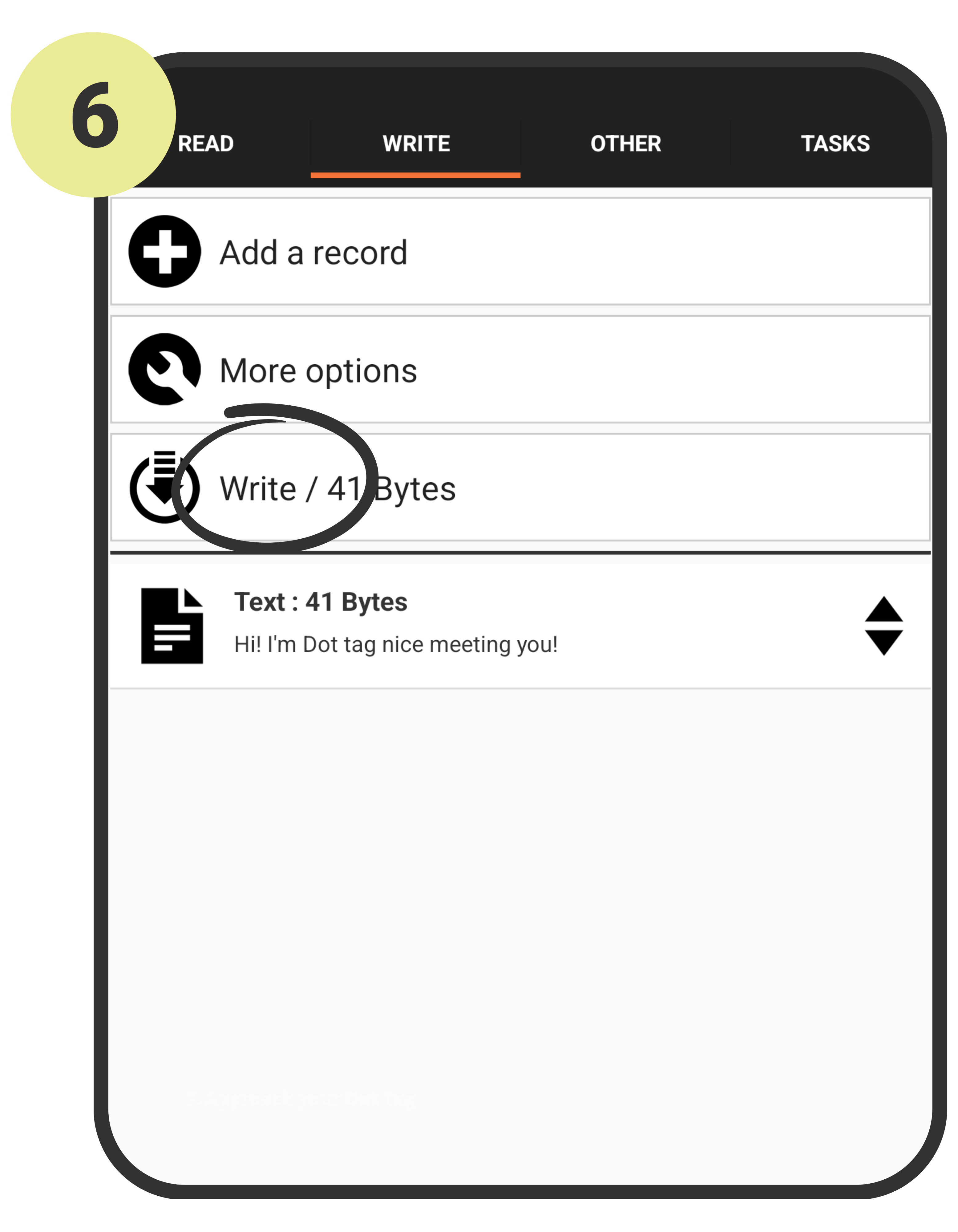 Screen showing a digital interface with text input and options on a white background