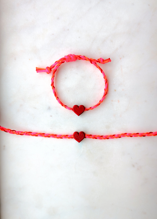 Friendship  Bracelet - Love Heart Red