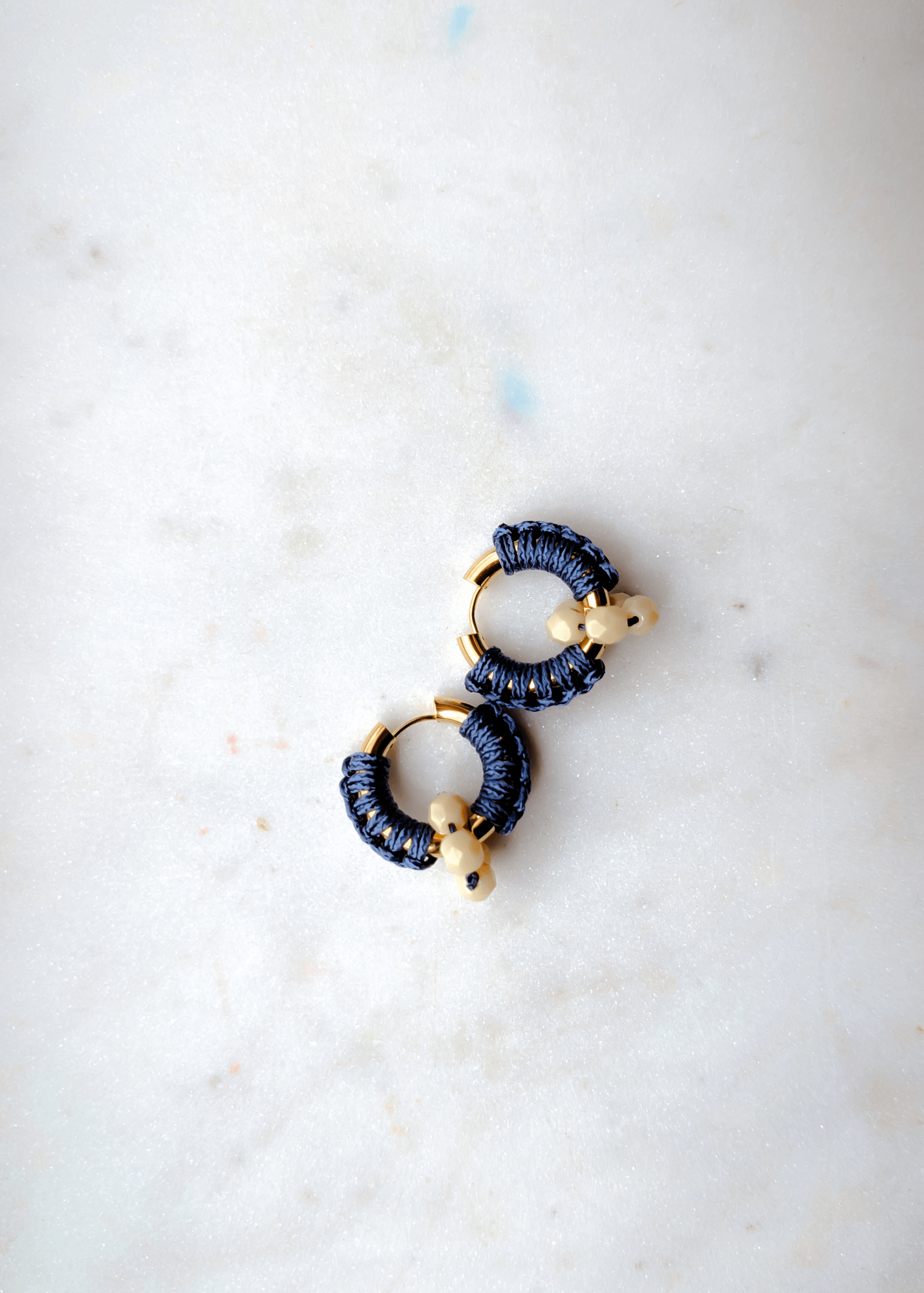 Gold Hoop Earrings Earrings Navy Cord – 18k Gold Plated | Waterproof