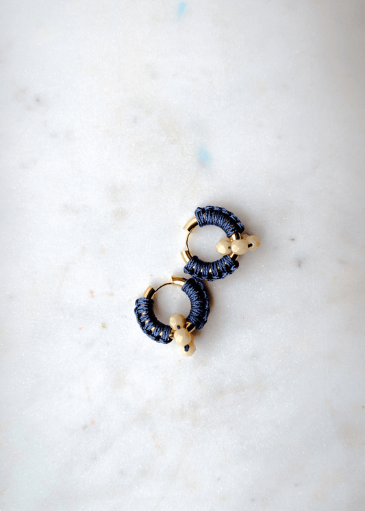Gold Hoop Earrings Earrings Navy Cord – 18k Gold Plated | Waterproof