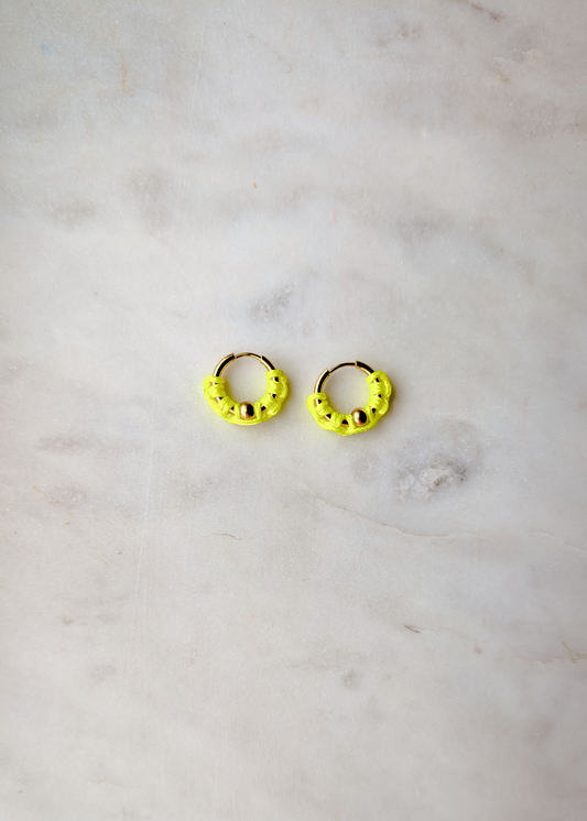 Gold Waterproof Hoop Earring Yellow Cord