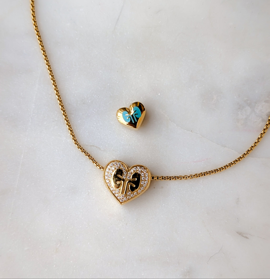 Kidney Heart Necklace Enamel - 18 Gold plated