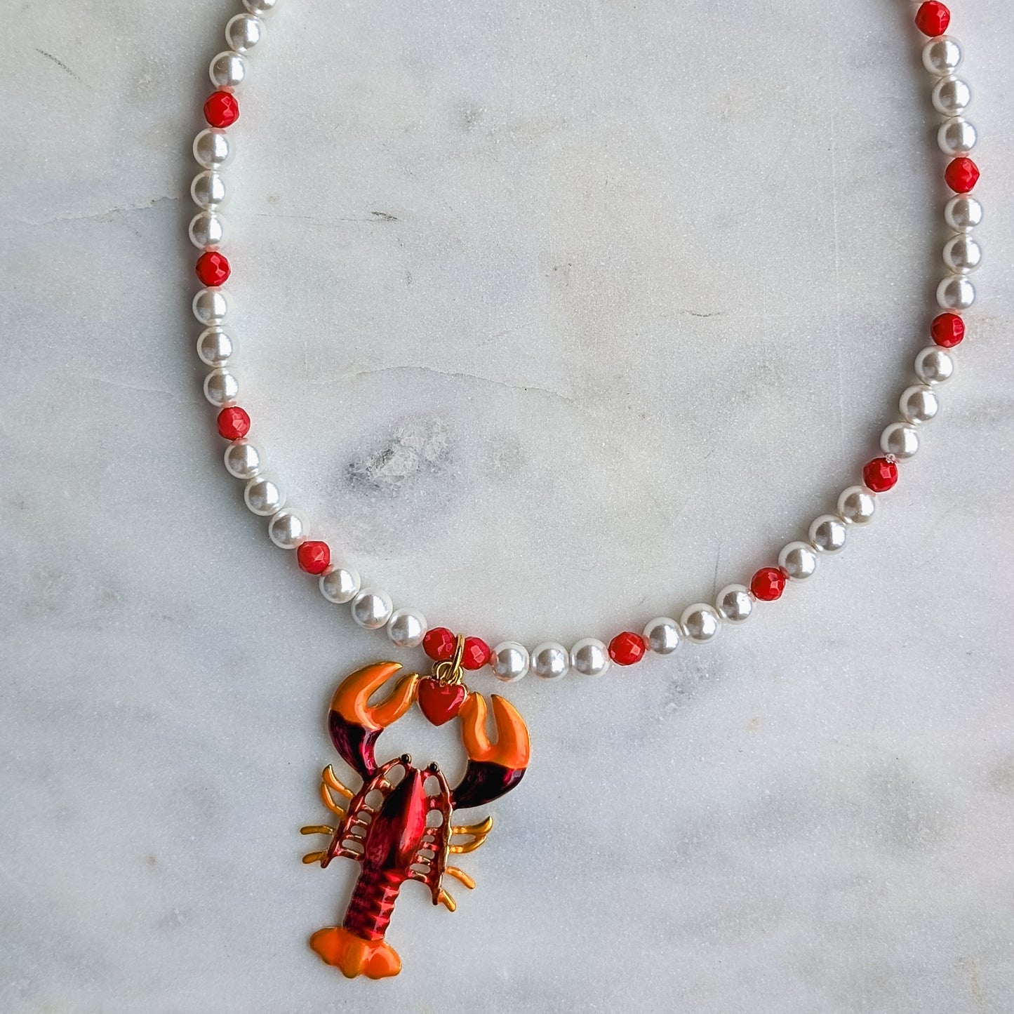 Pearls Crab/Lobster Necklace | 18k Gold Waterproof