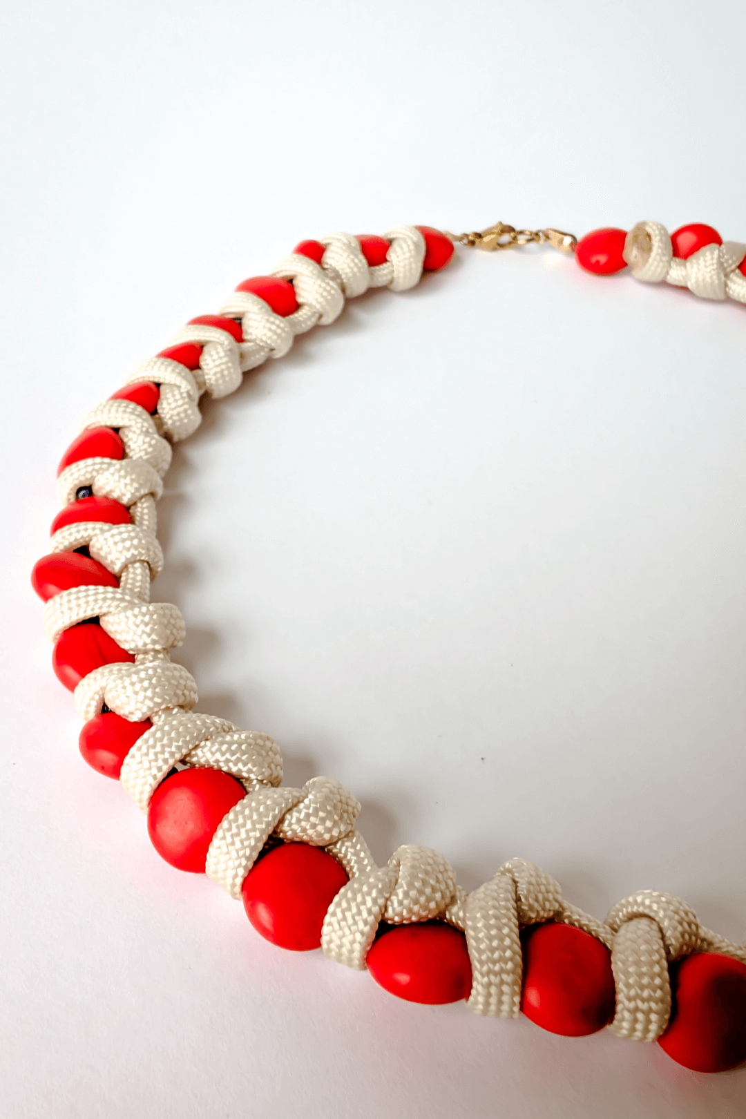 Coral Beaded Waterproof Necklace - Nude Cord